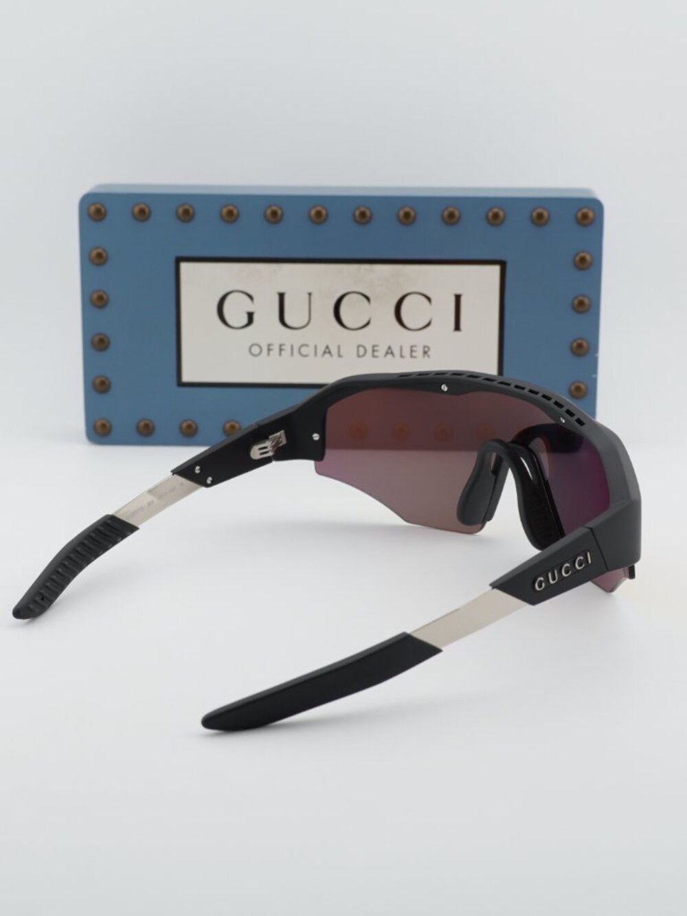 Gucci GG2017S 004 Shield Sunglasses - Black / Orange Mirror - Picture 10 of 11